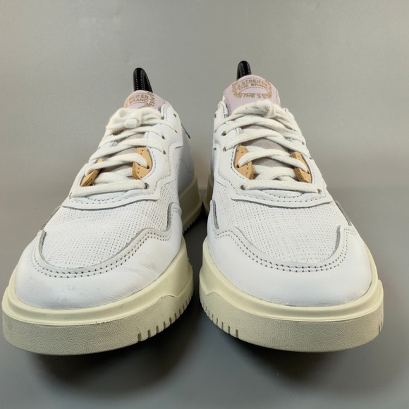 Adidas SC Premiere Women 6 Sneakers White Bone Leather Mesh Low Lace Up Shoes - Picture 2 of 16